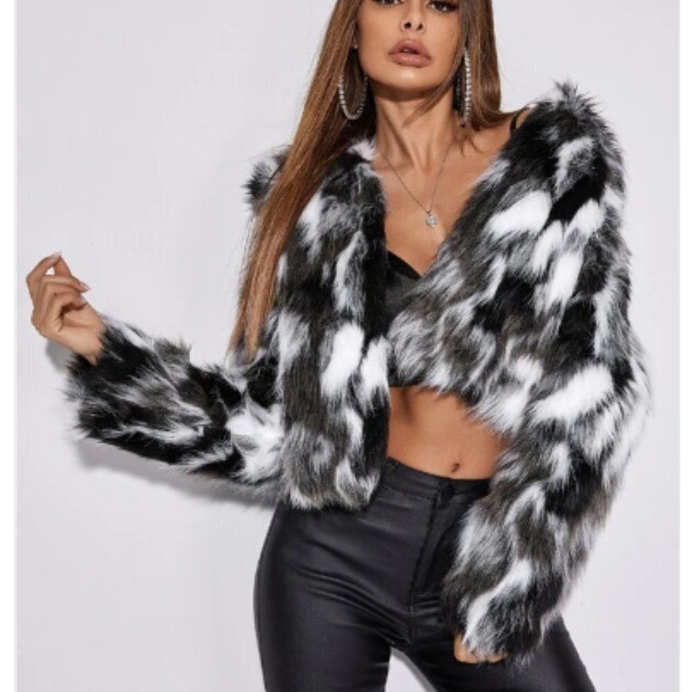 Shein Collared Fuzzy Coat